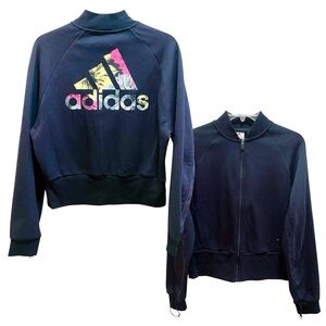 Adidas Multicolor Logo Black Jacket Small NWT NEW!